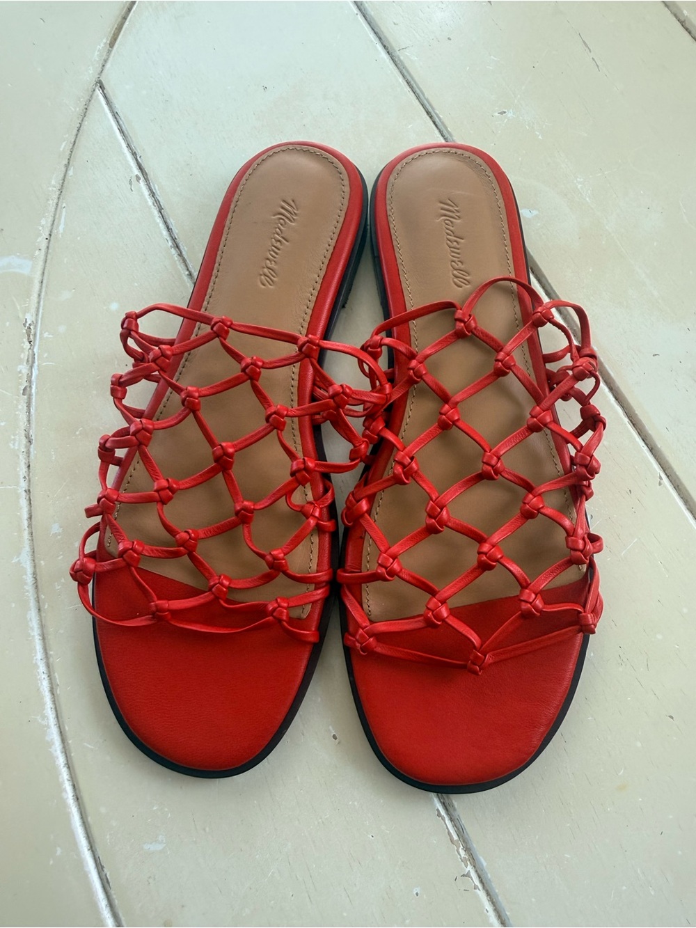 Madewell Red Knotted Slide Sandals